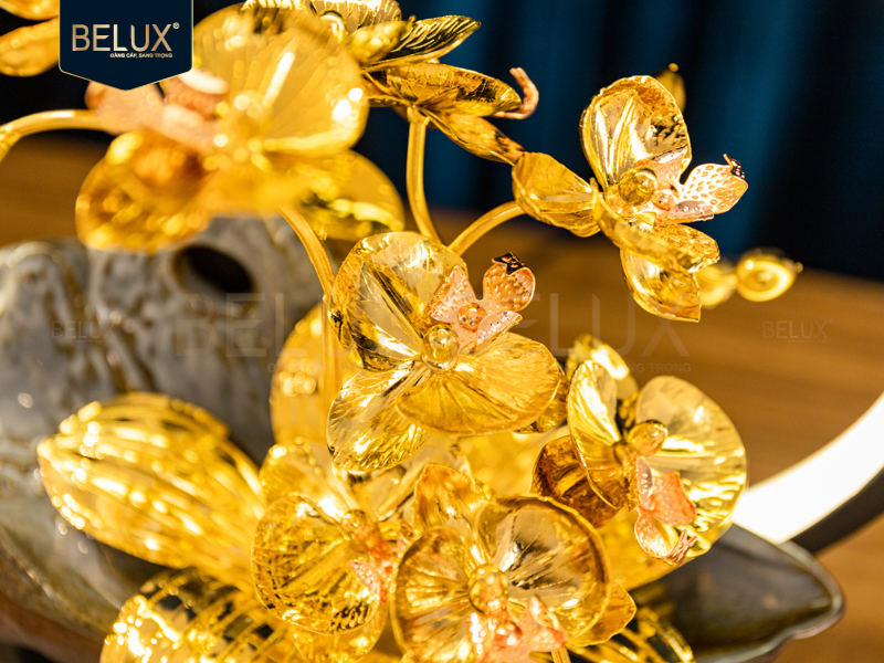 Lan Trầm Tiểu Cảnh   mạ vàng 24k&nbsp;30x20x30cm